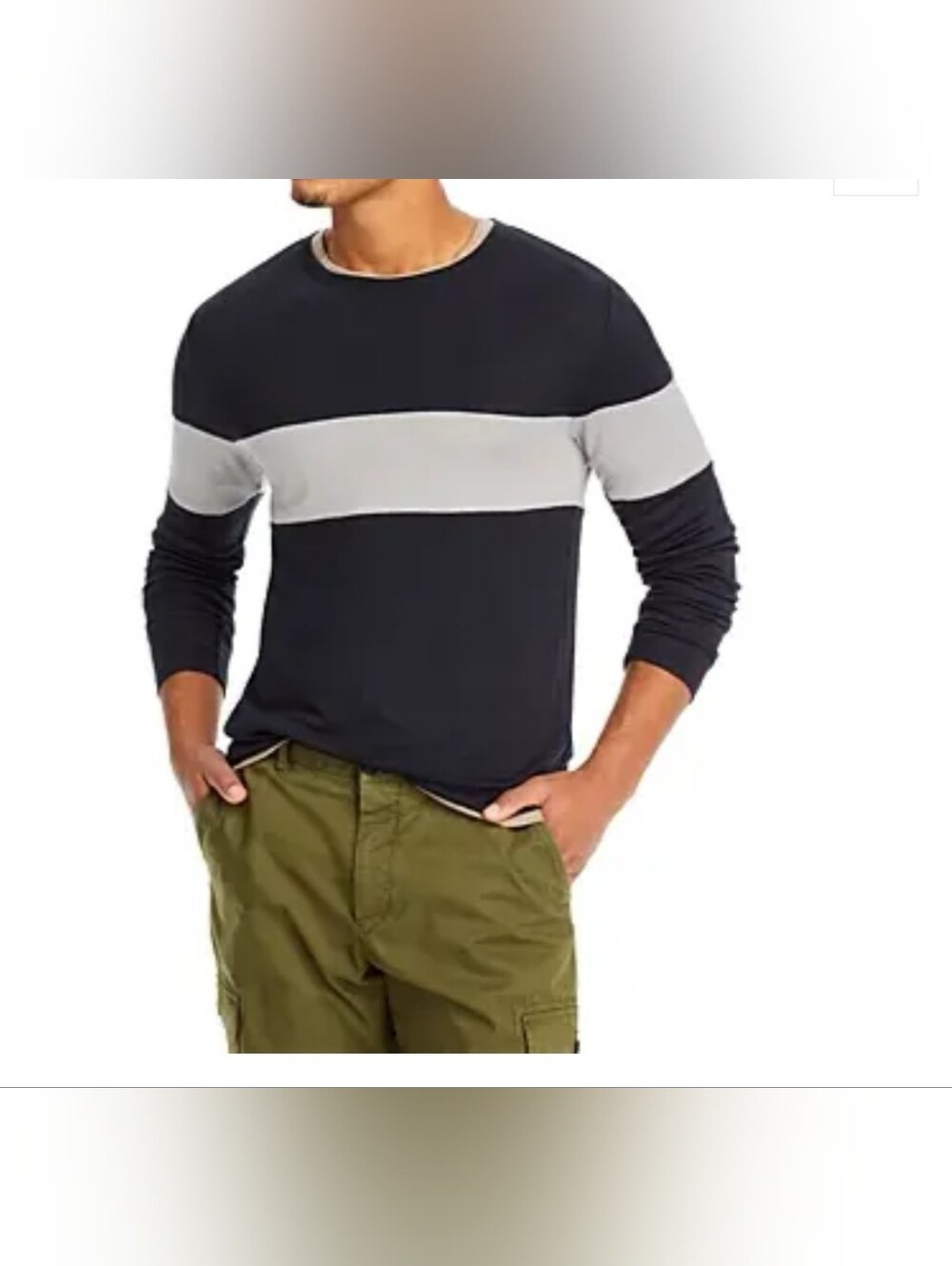 💎 Theory Men's Long Sleeve Tee  White Horizontal Band 0468
